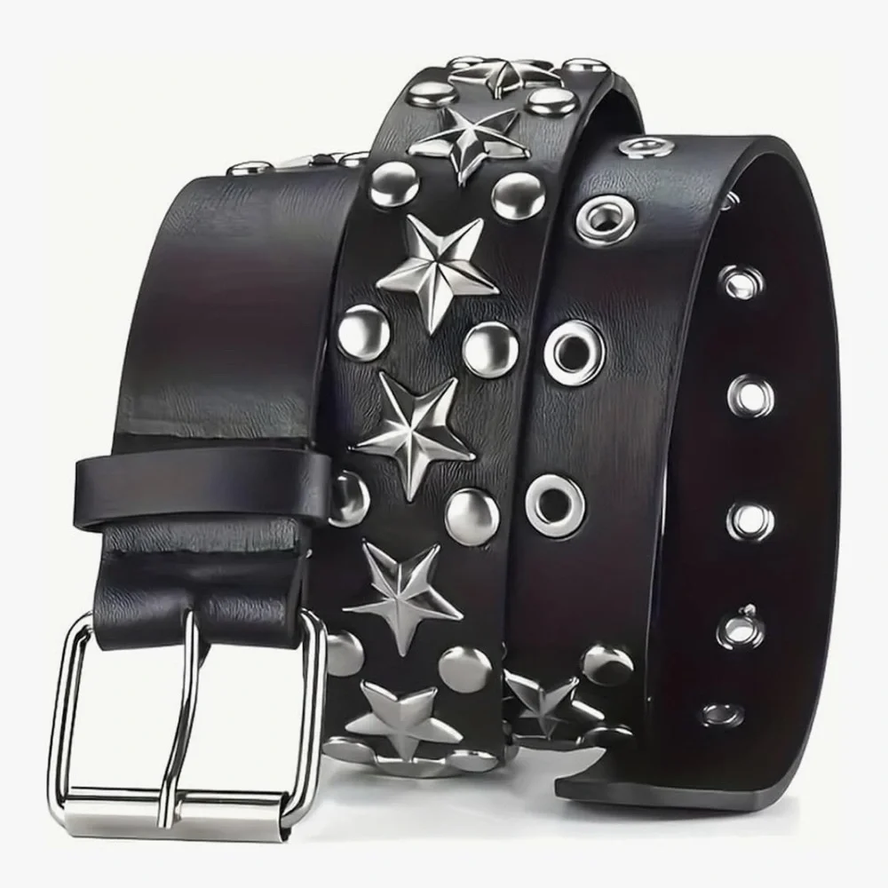 Black Studded Leather Belt Y2K‎ 2000s Trending Grunge Vintage Goth Style